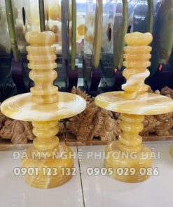 Cặp chân đèn bàn thờ đá ngọc hoàng long