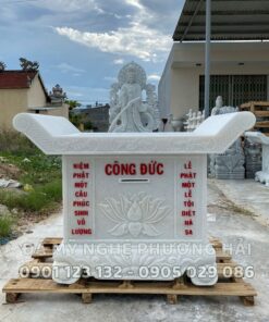 Hòm công đức đá trắng