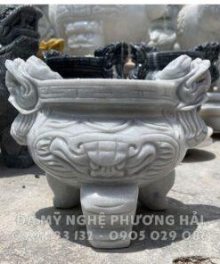 Bát hương đá trắng xanh