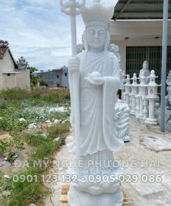 Tượng Địa tạng vương bồ tát đá trắng cao 2m