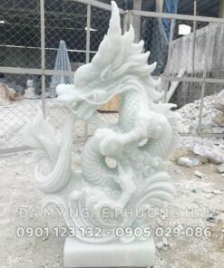 Tượng rồng đá trắng phun nước