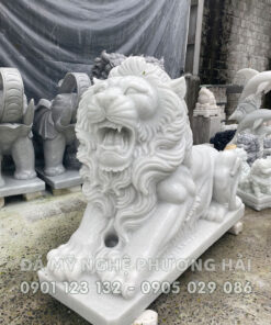 Tượng sư tử đá cẩm thạch trắng